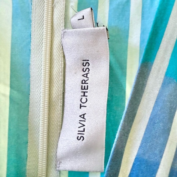 🆕 SILVIA TCHERASSI Adila Striped Midi Dress Infinity Blue Sz L - Picture 7 of 9